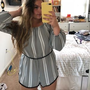Long sleeve striped romper